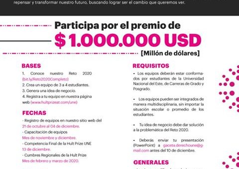 Invitación para participar de la Hult Prize 2019 en la Universidad Nacional del Este